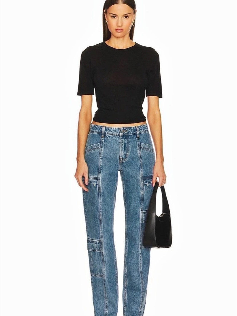 GRLFRND NAOMI LOW RISE SLIM
CARGO JEANS in Inwood Hill Size 25